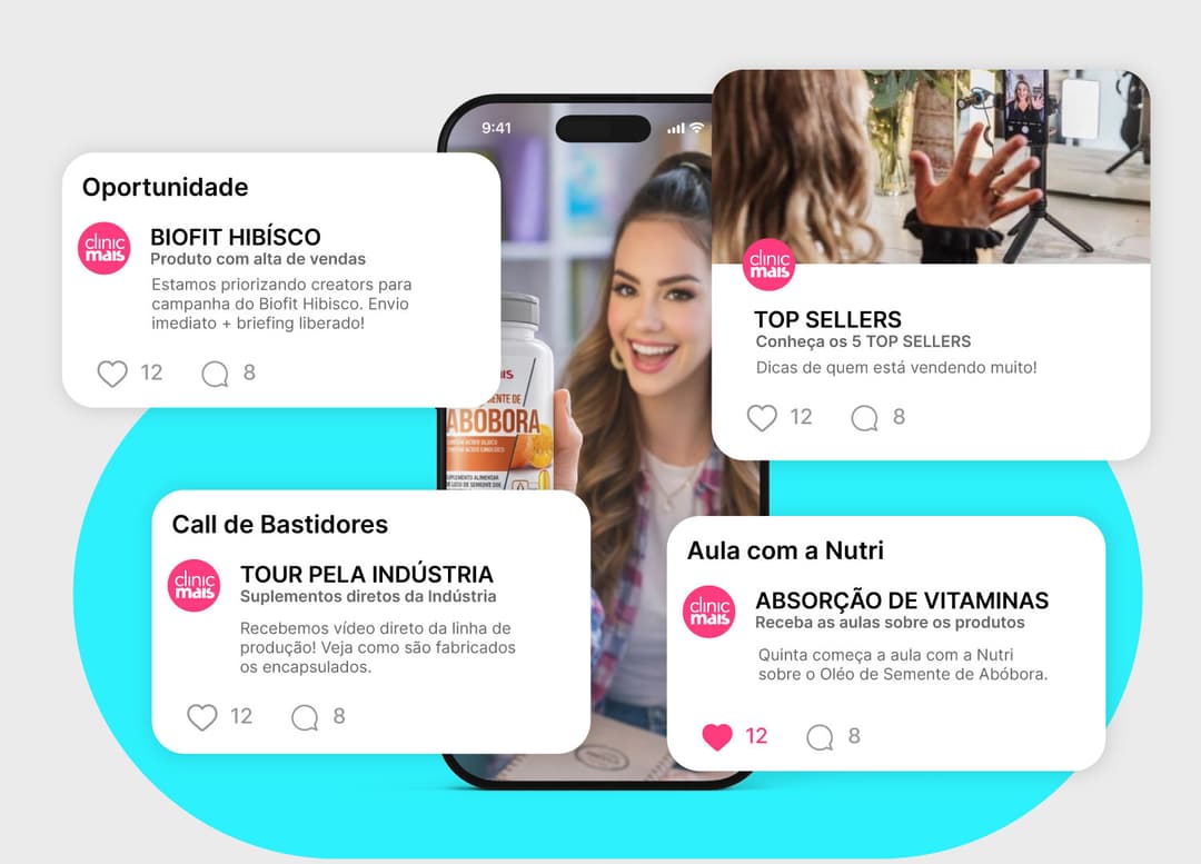 Celular com pop-ups e posts